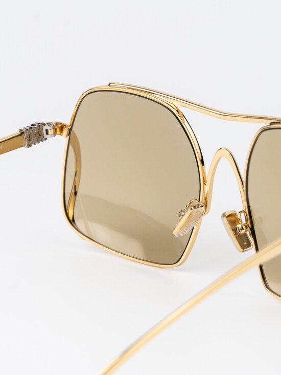 Miu Miu Women Sunglasses Gold Yellow Pilot MUA55S 5AK10R NEW AUTHENTIC main image 9
